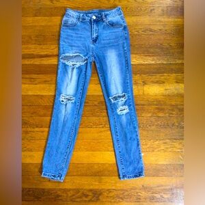 Medium Light Denim Ripped Jeans